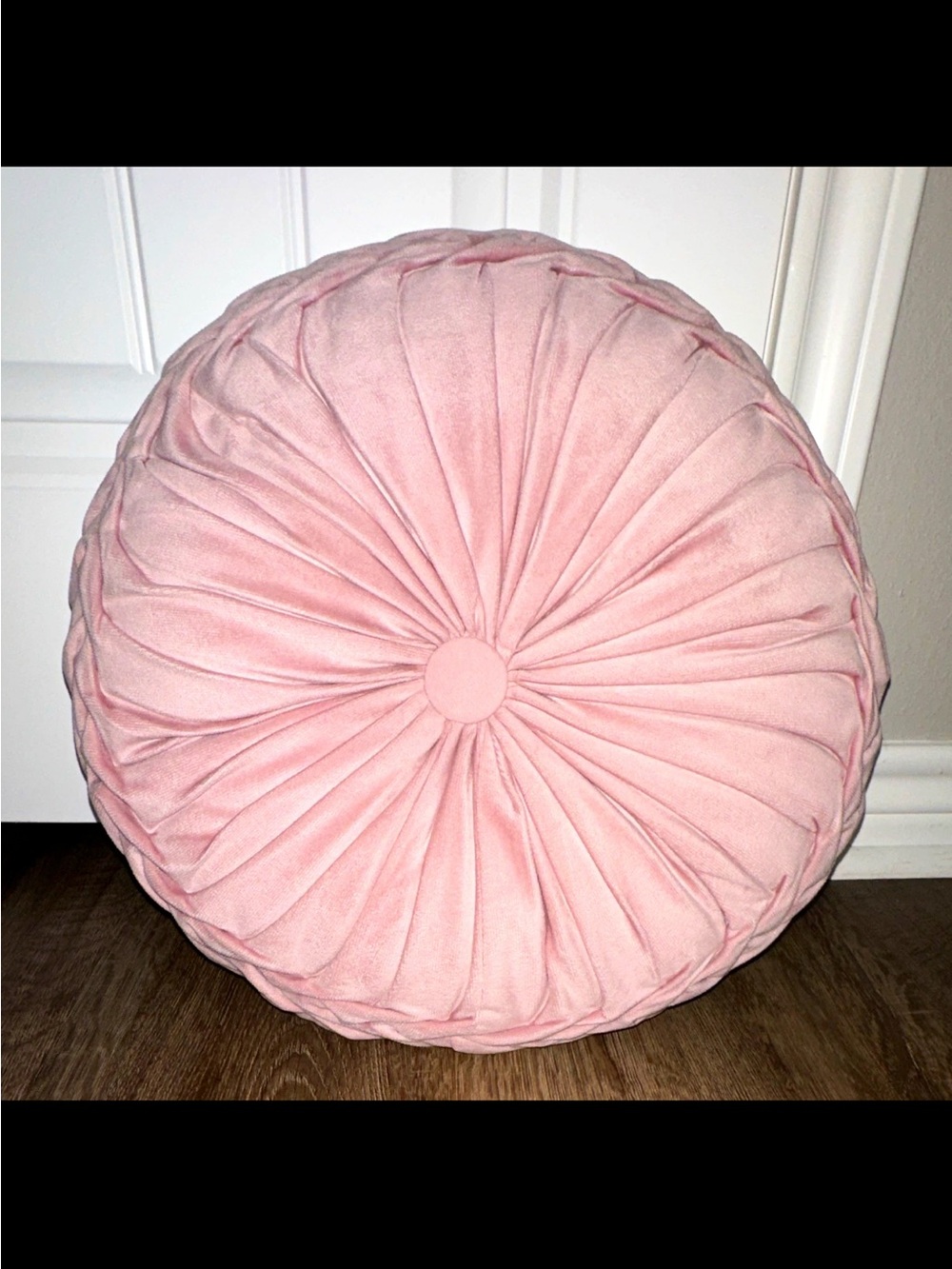 Round Pink Pleated Decorative Pillow - Accent Cushion